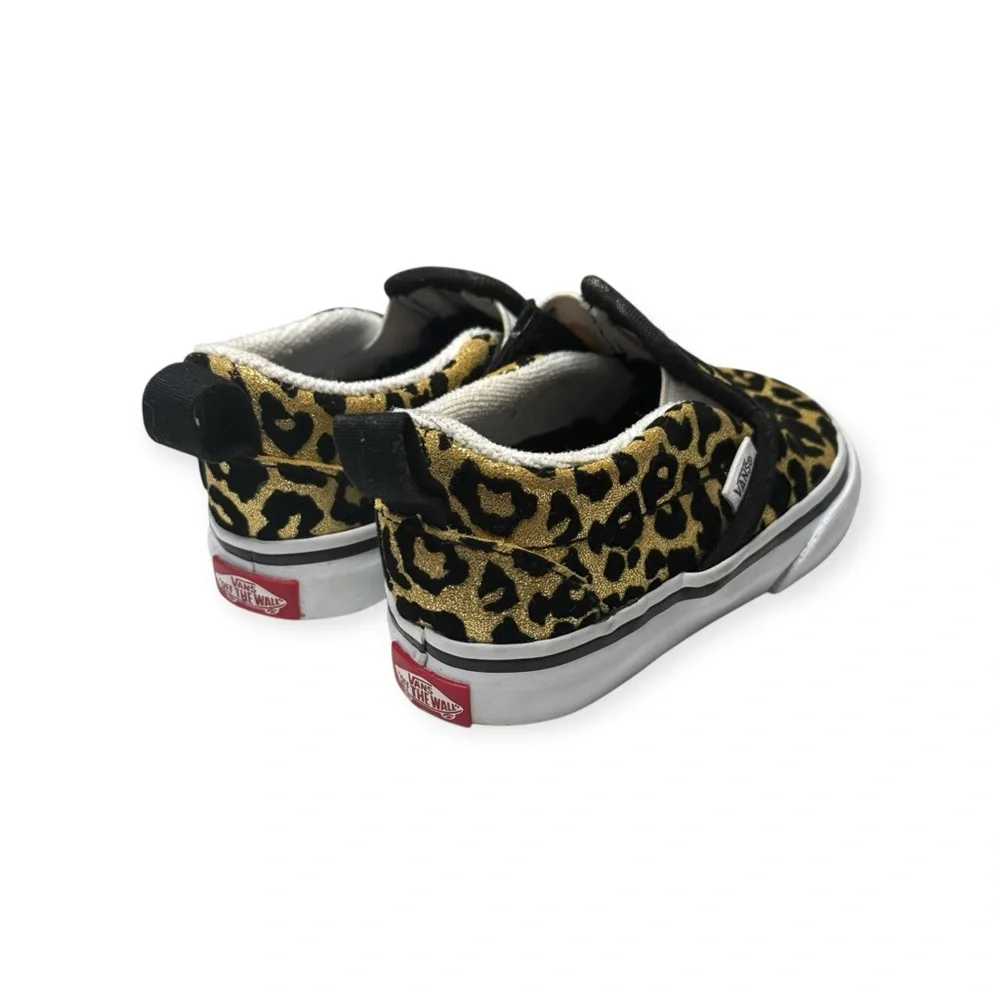 Vans ✌︎︎ Leopard Print Slip On Baby Walker Skater Sneaker ✌︎︎ Black Gold ✌︎︎ 4
